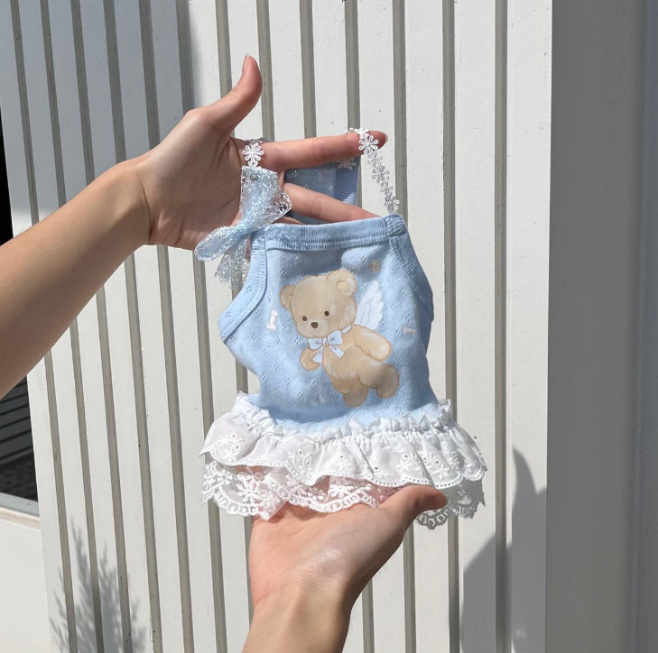 Vestido de tirantes transpirable con estampado de oso para perros_voghion.com