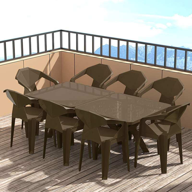 [다크브라운] 테이블 2개(92cm) + 의자 8개 [식탁의자세트]