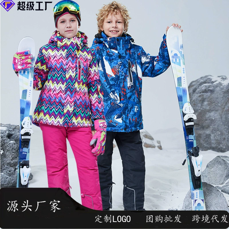 Мальчики и девочки хлопчатобумажные лыжные брюки полный комплект лыжного костюма