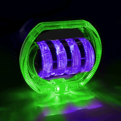 Motorcycle headlights, headlights – built-in 4 beads dual aperture - main-light-white-yellow-green-aperture-blue-devil-eye