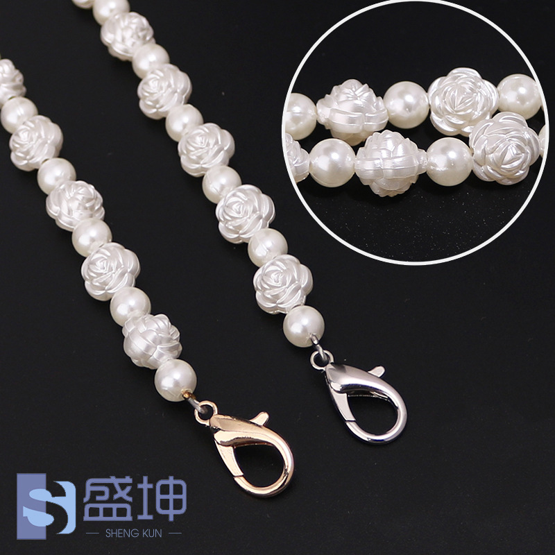 Personalized Pearl Chain Handbag with Pearl Strap, Women's Shoulder Bag with Chain Strap and Lobster Clasp