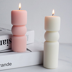 Cross-border INS geometric cylinder scented candle silicone mold DIY vertical striped cylinder handmade soap creative mold