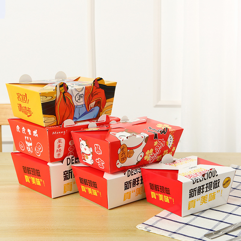 Caja de comida desechable personalizada para llevar caja de embalaje de pollo arroz pollo filete frito caja de piernas de pollo frito estilo coreano image 3