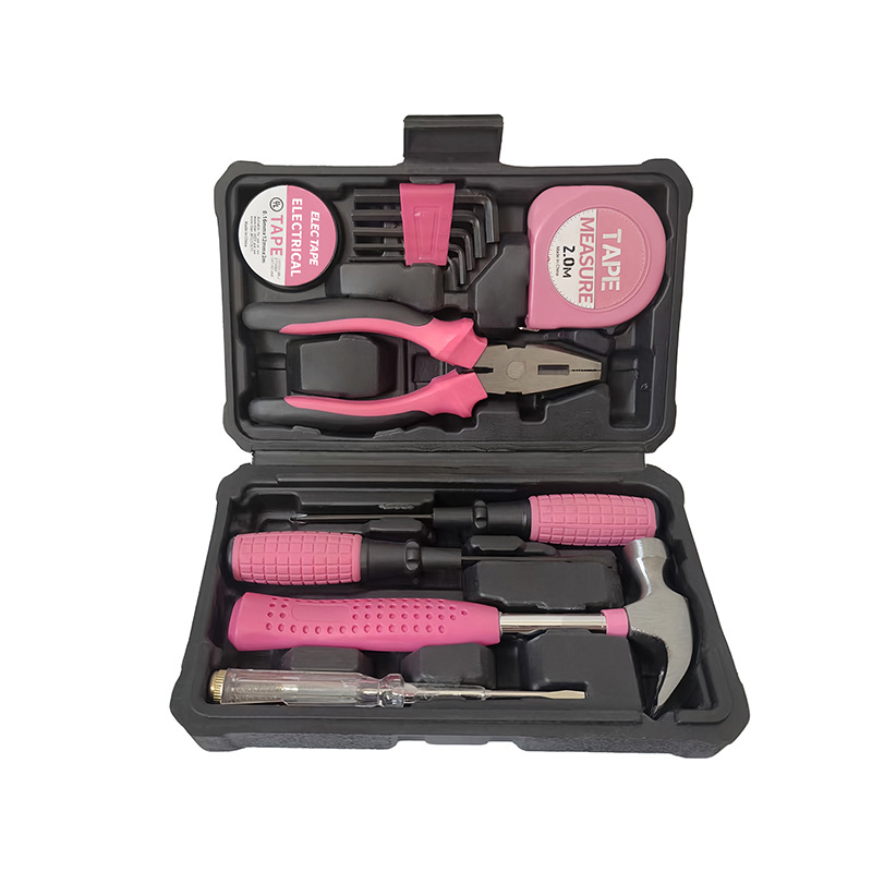 跨境13件粉色组合五金工具套装维修手动家用工具组合五金工具大全