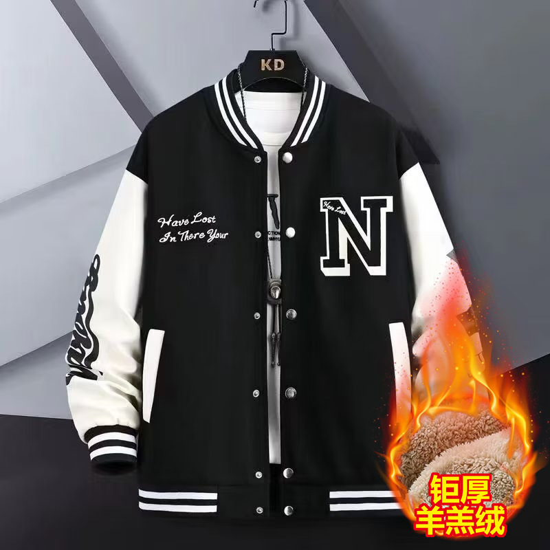 跨境代发运动美式夹克外套男休闲宽松棒球服春秋季潮牌夹克外套男|undefined