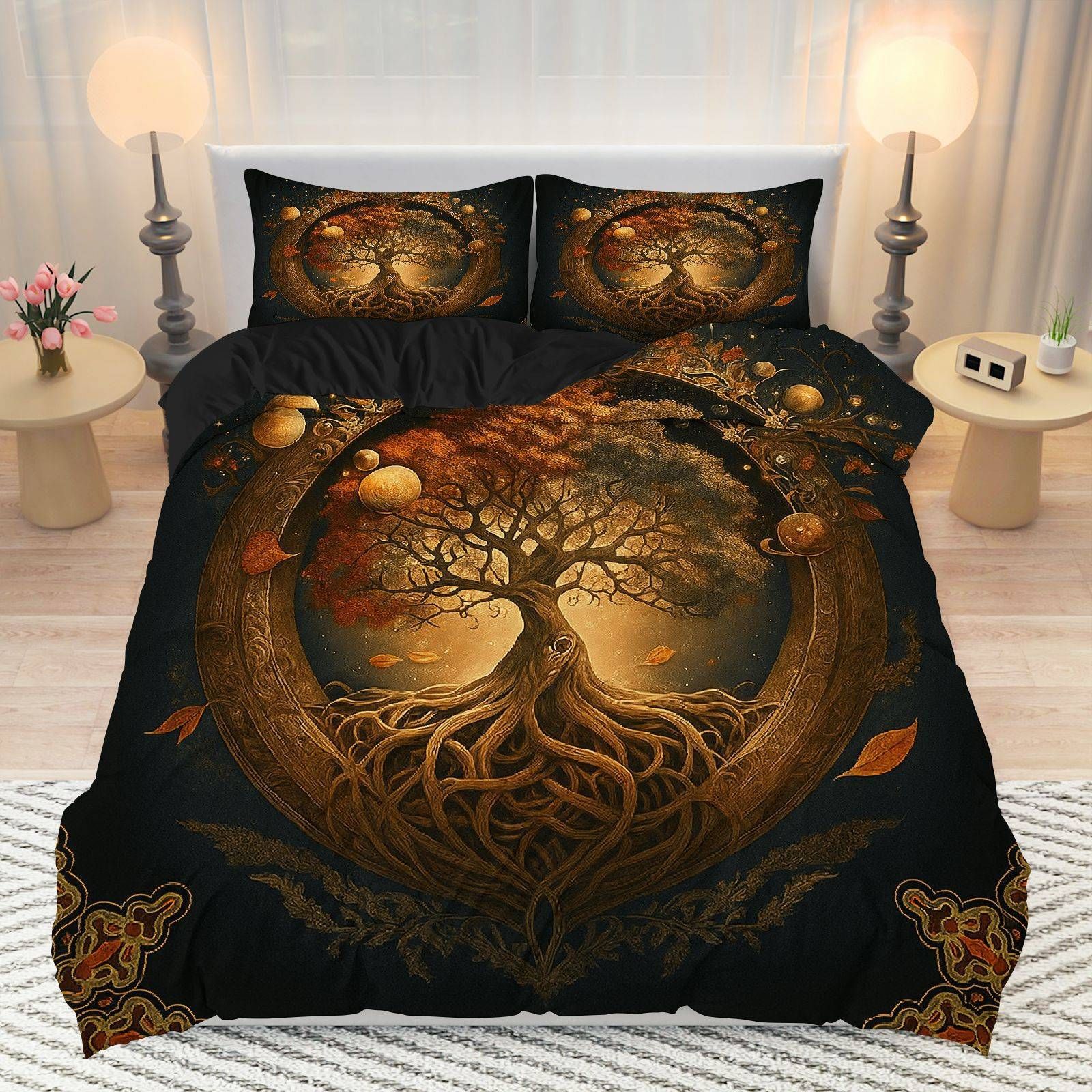 Transfronterizo luminoso árbol de vida molienda impresión digital kit de edredón textil para dibujar se puede ajustar TUME / JIT