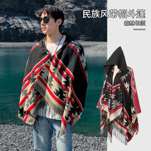 Natural Pullover, Comfortable and Versatile, Personalized Play Wear, Cape, Square Arrow, Retro Breathable Slit Scarf Cape