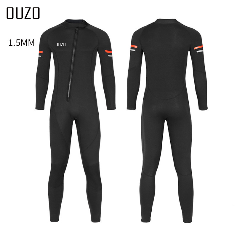 ウゾーの新型1.5mmウェットスーツの男性用ワンピース防寒保温ウェットスーツのサーフスーツのクラゲ服の冬の水着|undefined