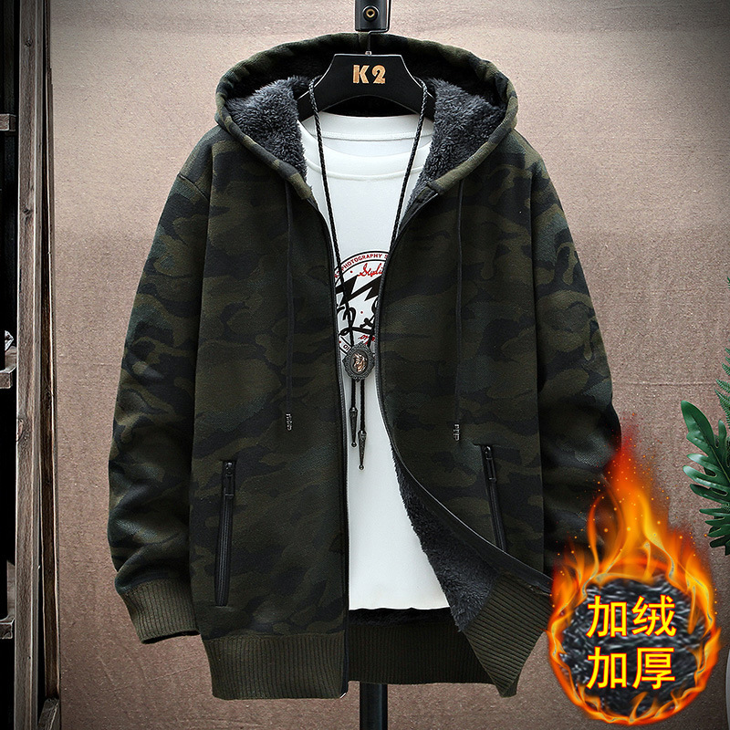 Cross-Border Exclusive Sweater Men's 2025 Autumn and Winter New Camouflage Knitted Jacket Casual Velvet Cardigan Jacket Wholesale Cross-Border Exclusive Sweater Men's 2025 Autumn and Winter New Camouflage Knitted Jacket Casual Velvet Cardigan Jacket Wholesale