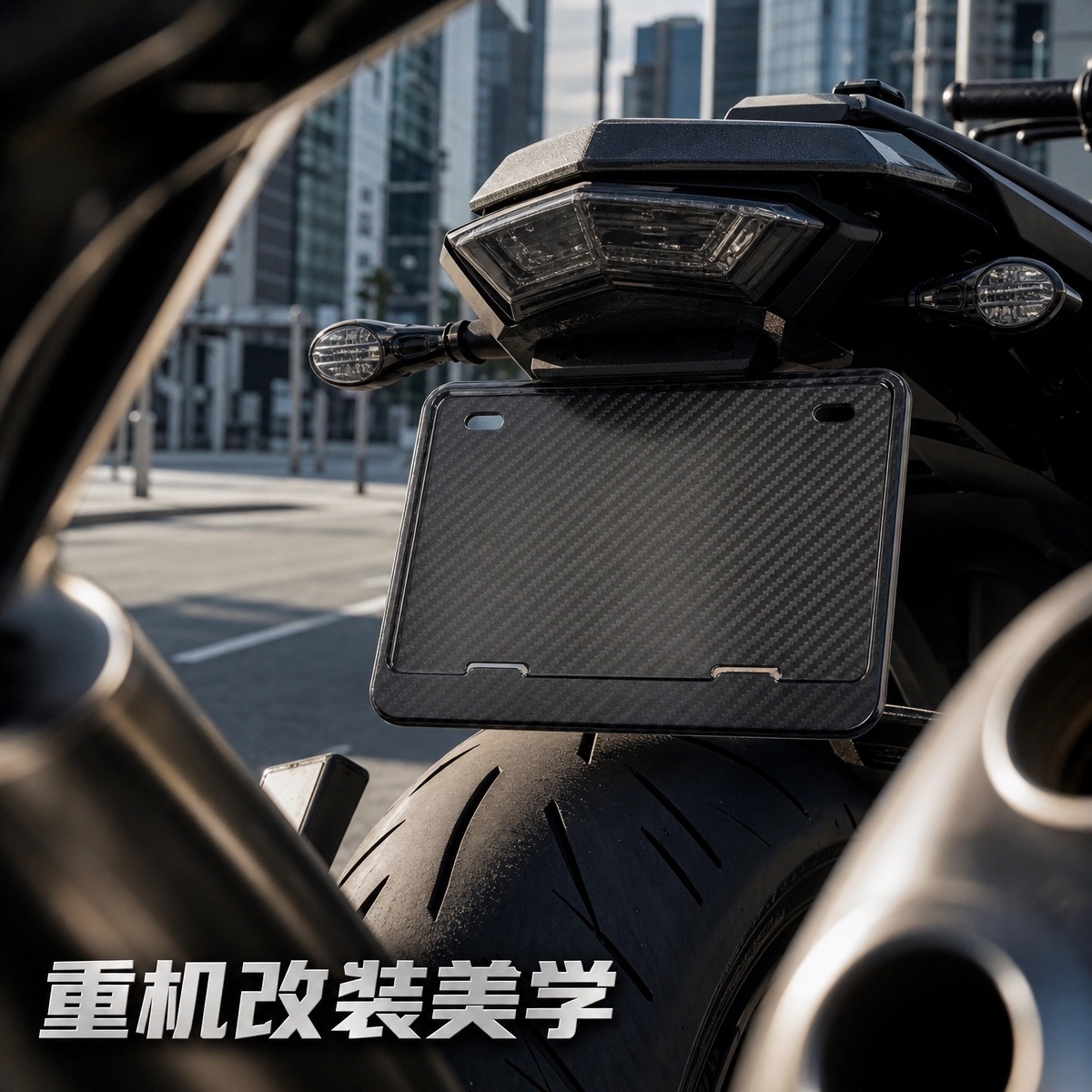 Carbon Fiber Yellow Motorcycle License Plate Frame, Compliant with National Standards, Does Not Block the Number, Motorcycle Modification License Plate Holder, Can Be Printed with Logo