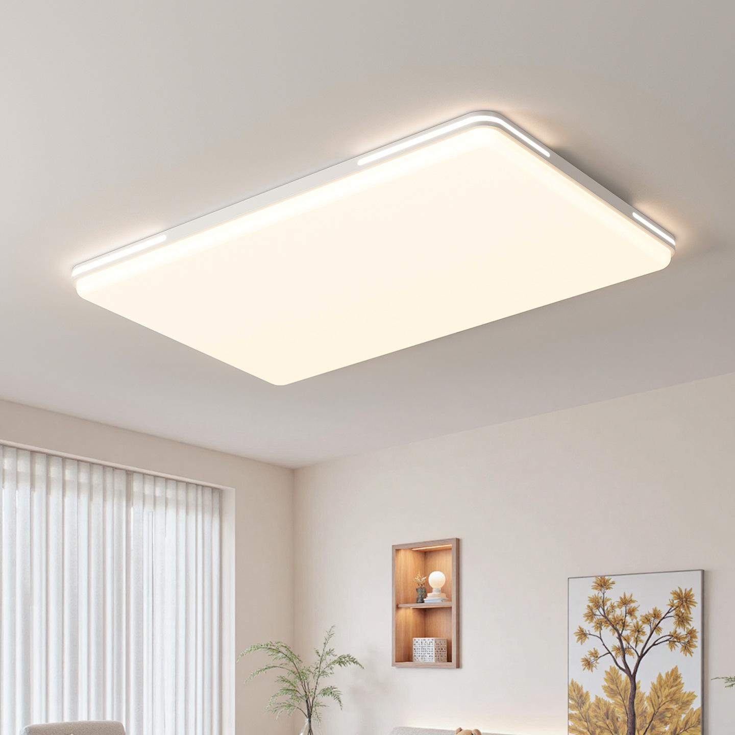 Luz de techo de la sala de estar viento crema atmósfera simple 2026 nuevo rectangular brillante protección de los ojos de la luz principal del pasillo 179L