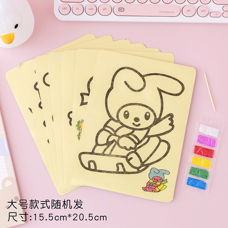 Pintura de arena para niños fondo amarillo pequeño crecimiento mediano y grande juguetes educativos jardín de infantes estudiantes de escuela primaria tarea hecha a mano creativa al por mayor