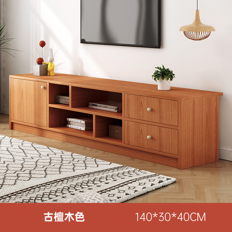 Yijiada テレビキャビネットとコーヒーテーブルの組み合わせモダンでシンプルな小さなアパートのホームリビングルームと寝室模造無垢材テレビキャビネット|undefined