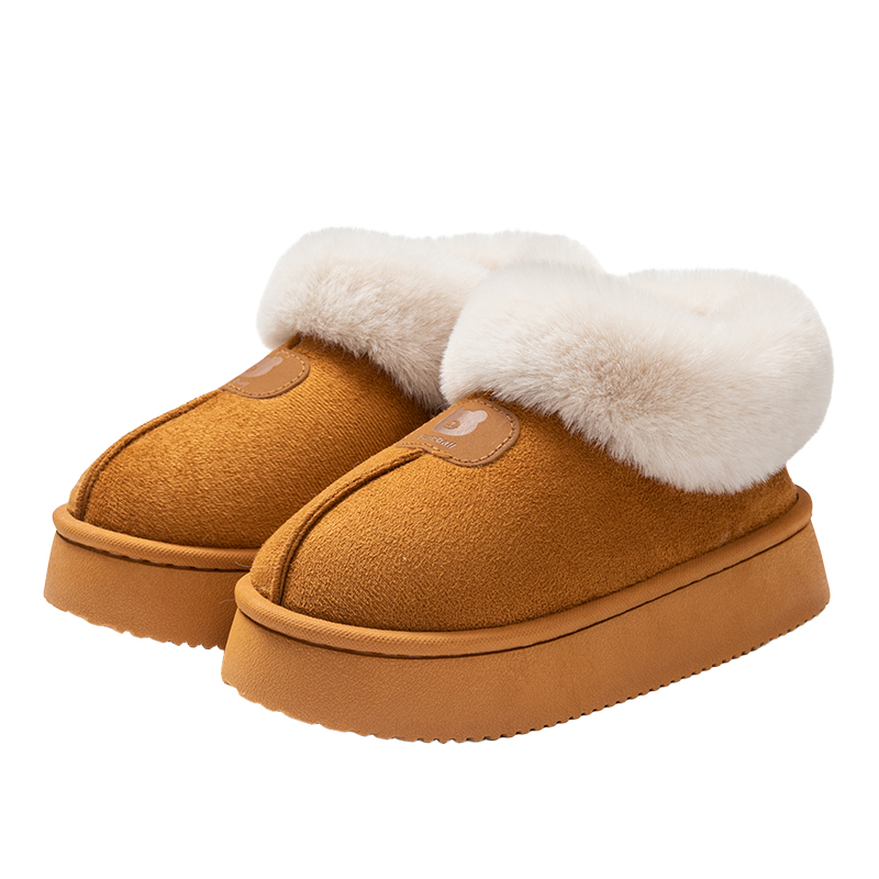 厚底雪地靴女士秋冬季包跟保暖2025新款外穿防滑防风东北棉拖鞋男