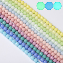 夜光石散珠發光珠子diy夜明珠飾品配件批發藍綠光熒光石圓珠