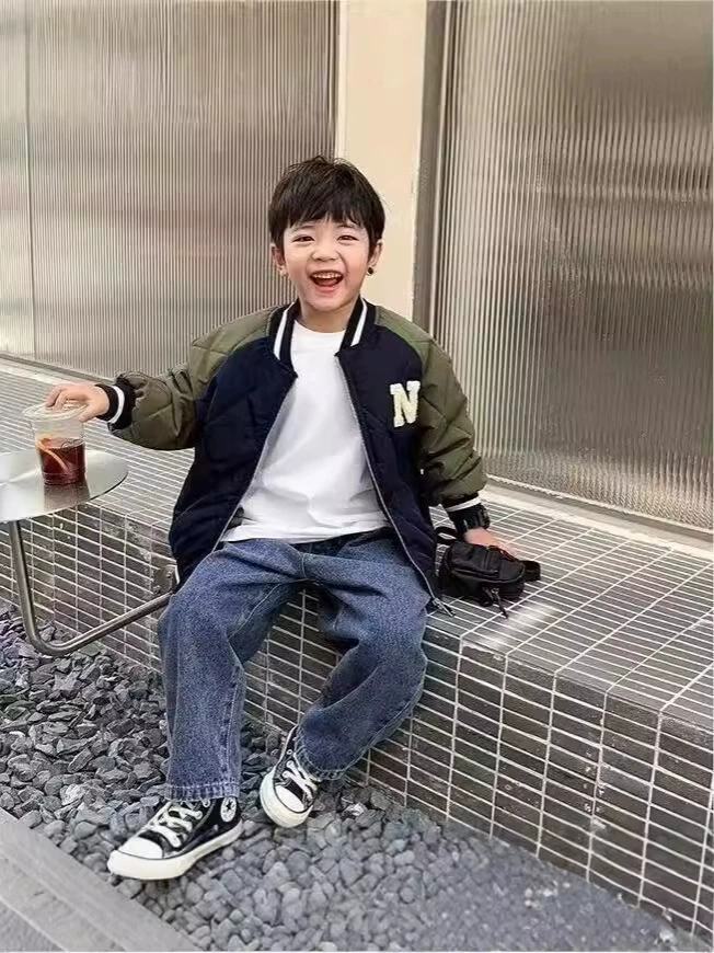 Children's demi-season jacket for boys, baseball quilted uniform for leisure