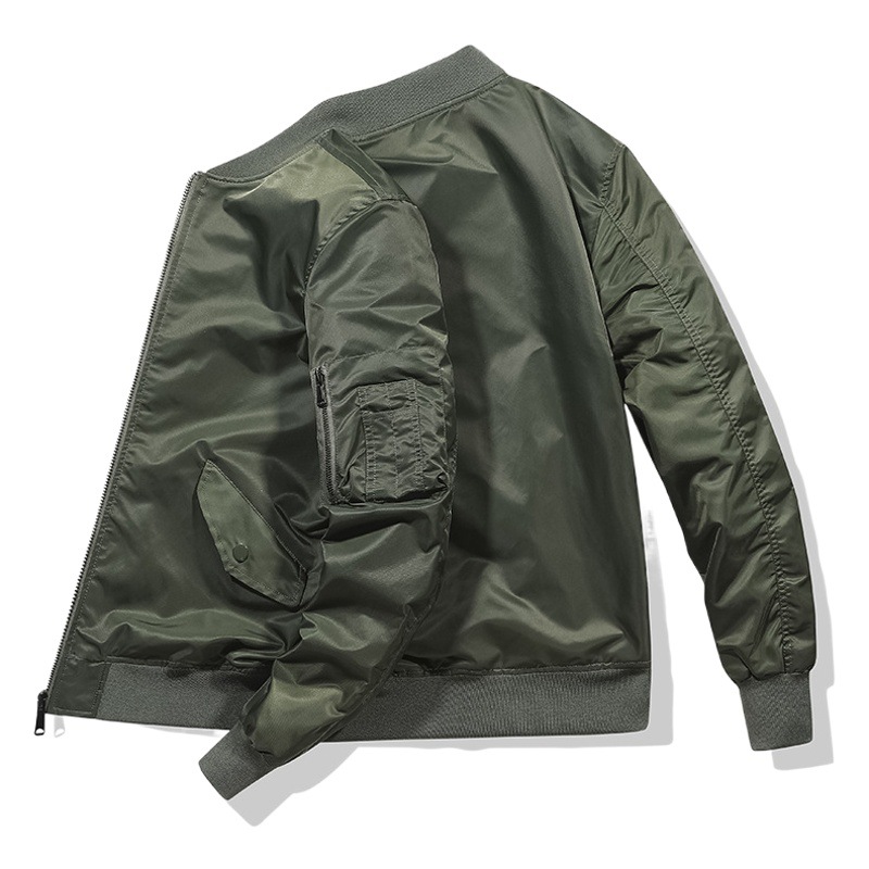 Chaqueta de vuelo transfronteriza hombres [Algodón/delgada] Primavera y otoño MA1 Fuerza Aérea chaqueta de béisbol uniforme color sólido chaqueta japonesa hombres