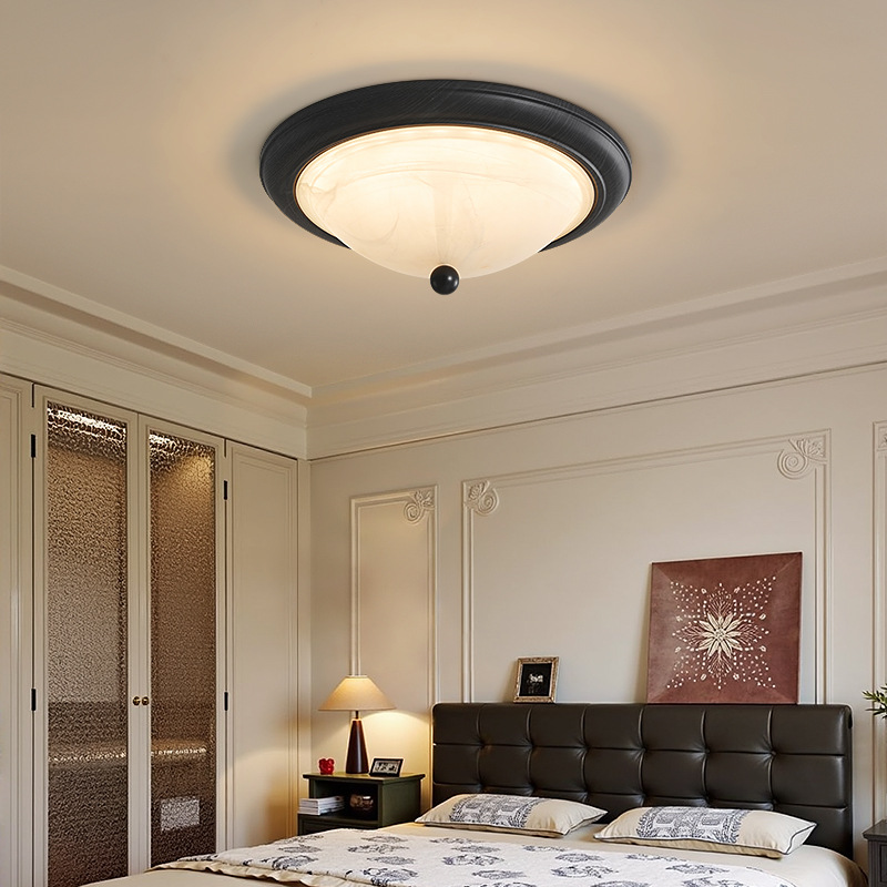 Lámpara de dormitorio Lámpara de techo retro americano Lámpara de habitación de estilo antiguo francés de vidrio de lujo ligero de alta gama rural