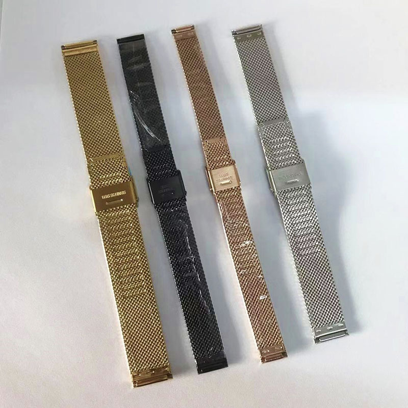 (2개) 시계 액세서리 블랙 골드 남성과 여성의 대체 시계 스트랩 금속 메쉬 스트랩 스틸 스트랩 남성 및 여성 시계 체인