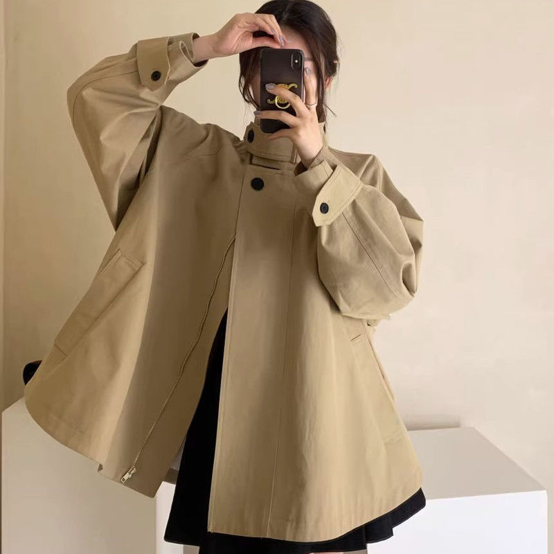 春秋新款棒球服外穿休闲短款风衣女小个子连帽立领宽松冲锋衣夹克|undefined