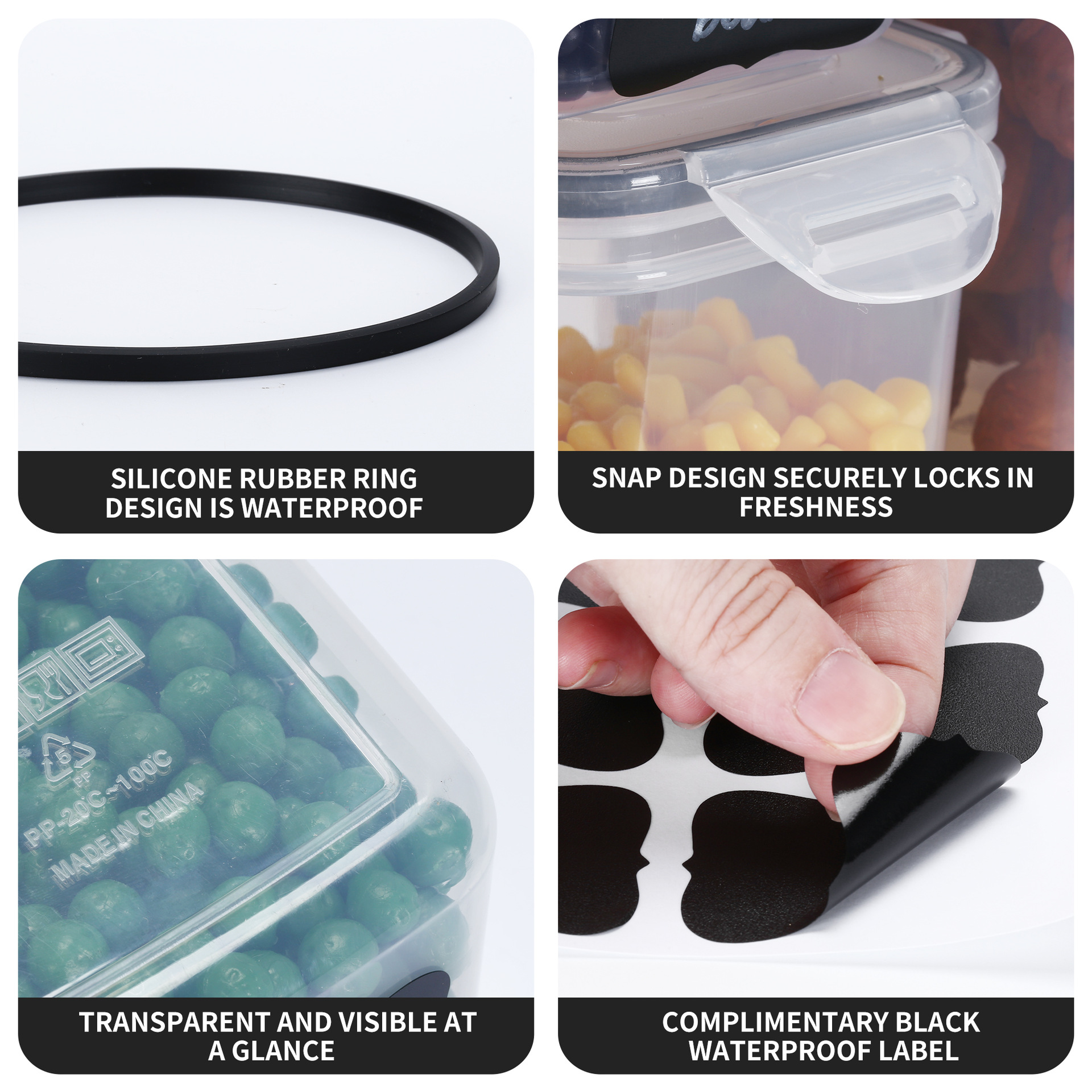 piece Sealed Set Kitchen Crisper Food Grade PP Box Grains Transparent Plastic Storage Jar_voghion.com