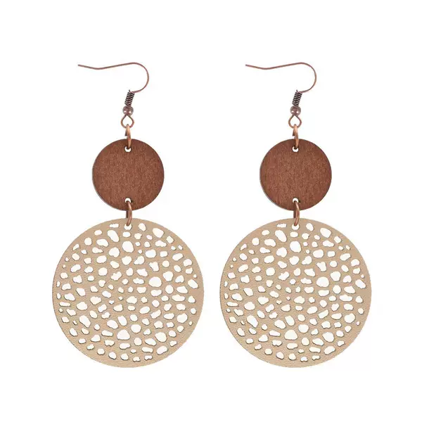 Cross-border hollow wood chip combination earrings earrings round mesh earrings AliExpress Amazon Greek in stock wholesale