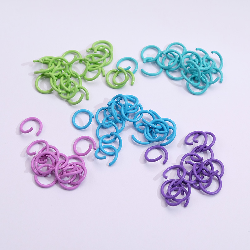 Large Size 100 Price 1.2*10 Colorfulful Open Ring Handmade DIY Crochet Pendant Keychain Accessories Accessories