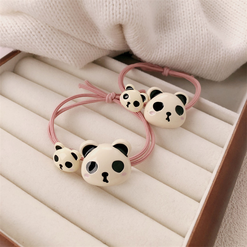 Bonito panda anillo de cabello red temperamento de la niña cuerda de cabello de cola de cabello de goma de alta elasticidad