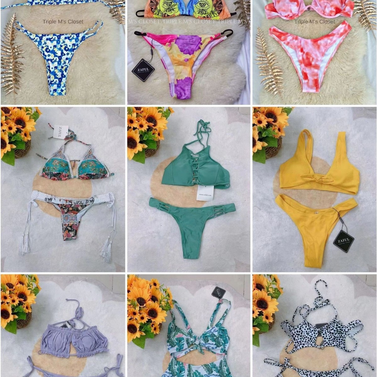 Marca de verano shein comercio exterior sexy bikini fresco bikini con cojín de pecho trajes de baño transfronterizos misceláneos de cola