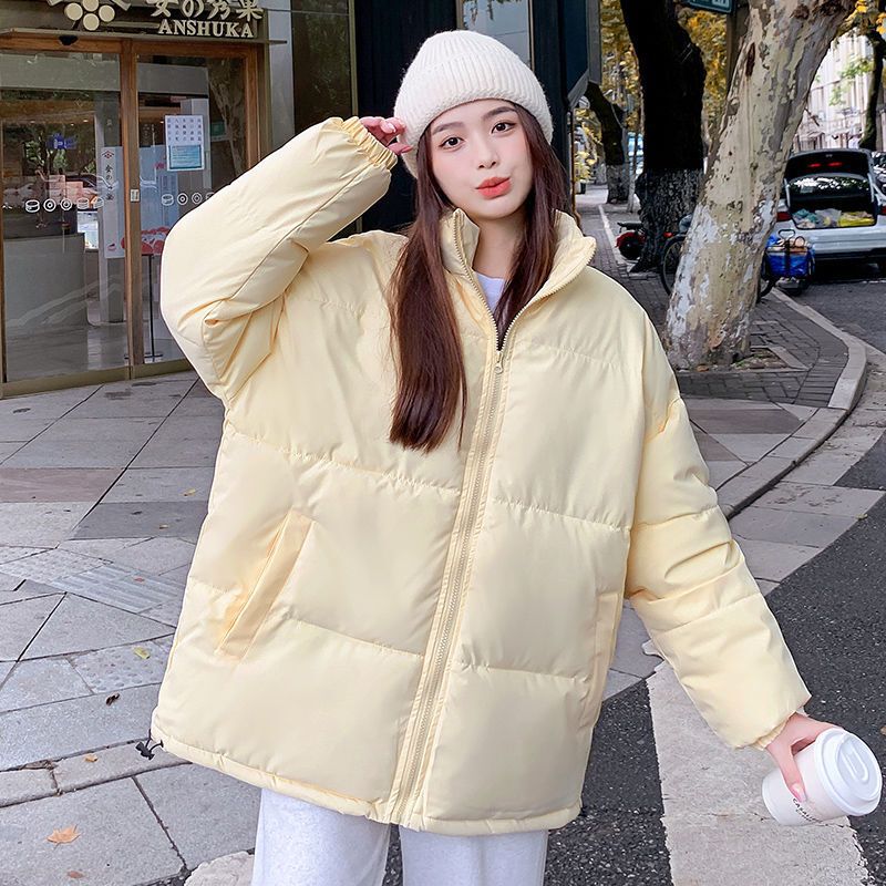 粉色棉服韩系显瘦大码宽松洋气学生小众棉衣棉袄面包服开衫外套女|undefined