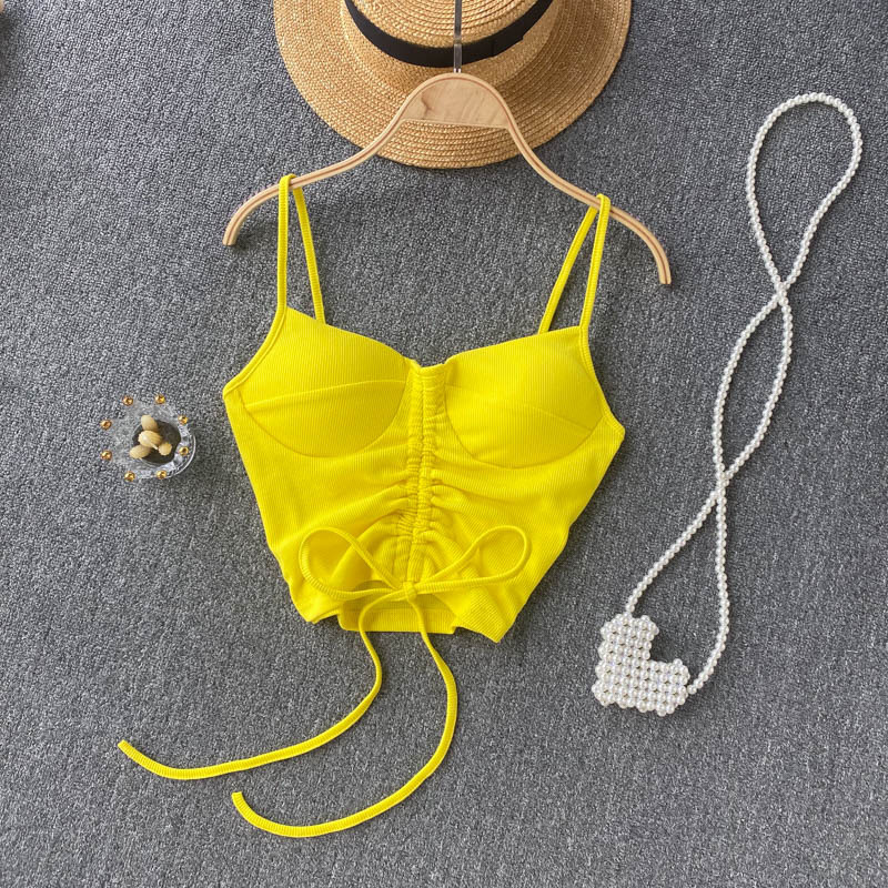 77g Weight Cotton, Rib Fabrics Fabric Type Short Top Length Vest Tops Type Holiday, Daily, Selfie Occasion Strap Neckline Slim Fit Type Solid Color Pattern Summer Season Women's Gender Casual, Elegant, Streetwear Style Wholesale Women's Casual Elegant Streetwear Solid Color Tank Tops 29