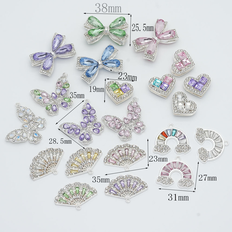Alloy Colorful Crystal Bowknot Straight-Hole Loose Beads DIY Pendants Czech Beads Czech Beads