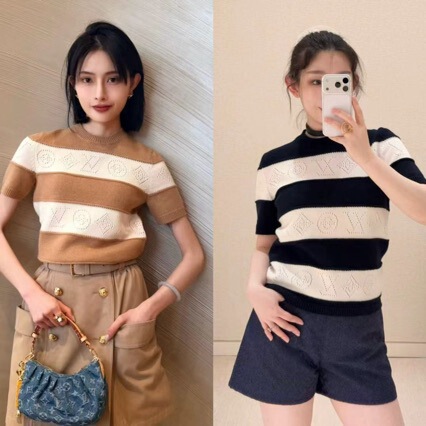 Shenzhen Nanyou 26 New Spring/Summer Striped Knitwear, Elegant, Fashionable, Simple, Slimming, and Versatile Shenzhen Nanyou 26 New Spring/Summer Striped Knitwear, Elegant, Fashionable, Simple, Slimming, and Versatile