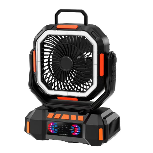 Ventilador Portátil para Camping con Luz de Plástico PC Luz Nocturna, Función Power Bank, Recargable para Camping