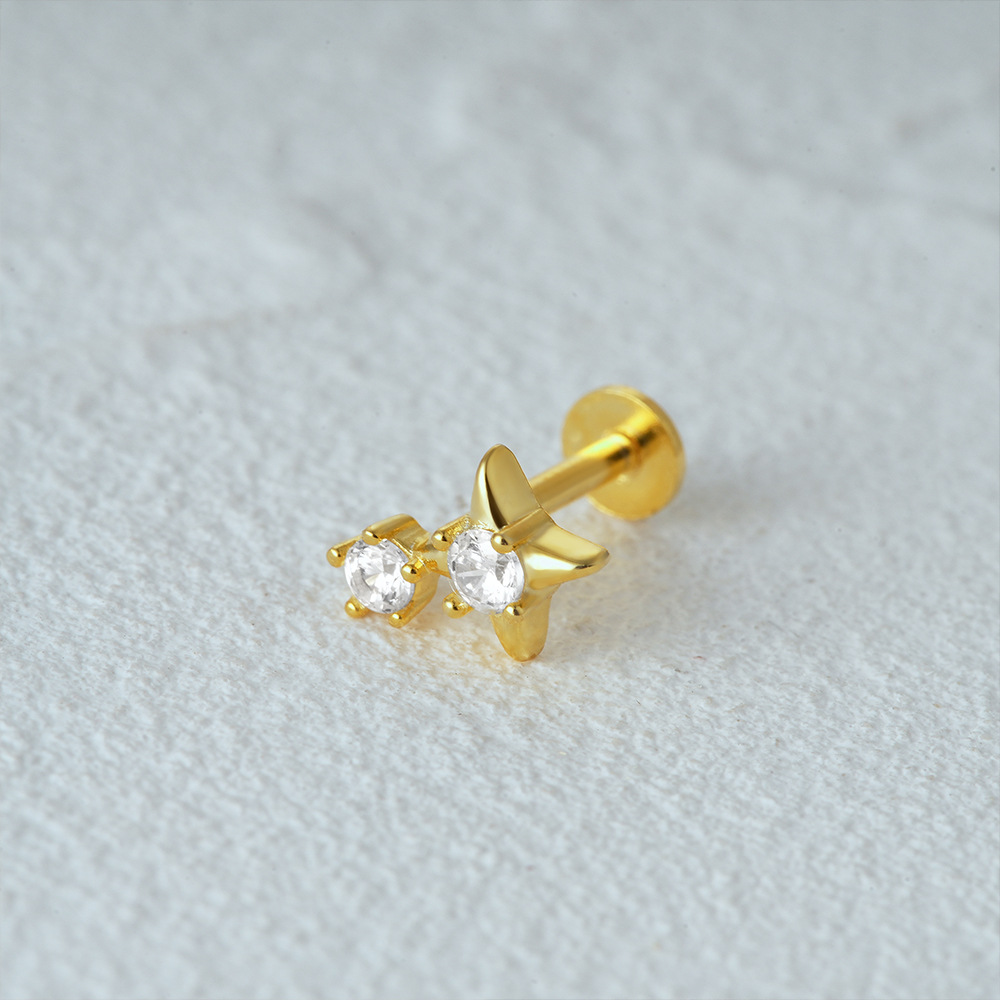 2g Weight Zircon Inlay Material Ear Studs Classification 1 Piece Quantity Daily Occasion 925 Sterling Silver Material Geometric Pattern Women's Gender Plating Design Simple Style Style 1 Piece Ear Cartilage Rings & Studs Simple Style Geometric 925 Sterling Silver Plating Zircon 42