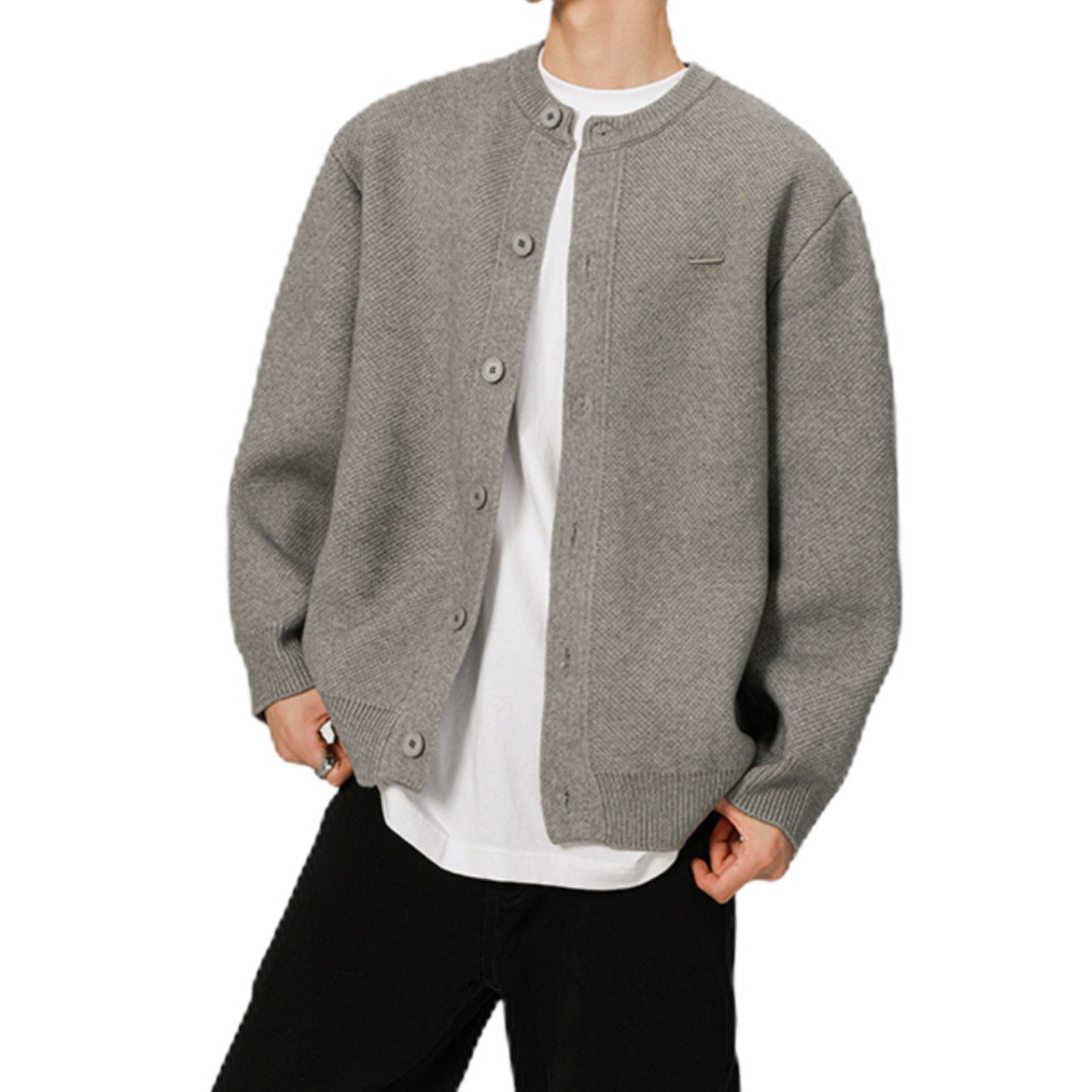 Explosiones transfronterizas de tamaño europeo suéter de jersey de gran tamaño cardigán chaqueta de color sólido fábrica de negocios al por mayor