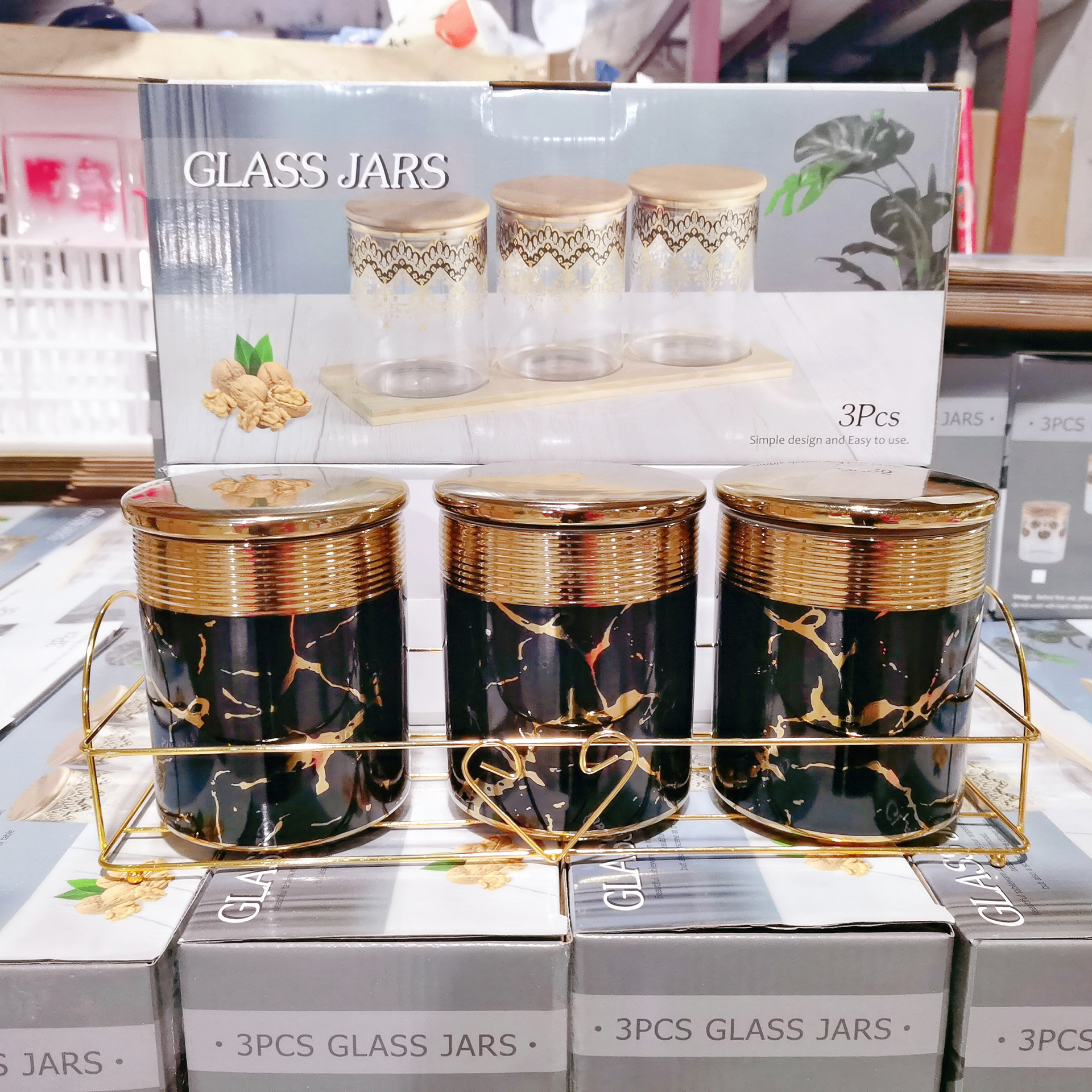 Luz galvanoplastia de lujo sellado tarro de cerámica chapado en oro condimento tarro cocina almacenamiento tarro condimento botella café tarro traje