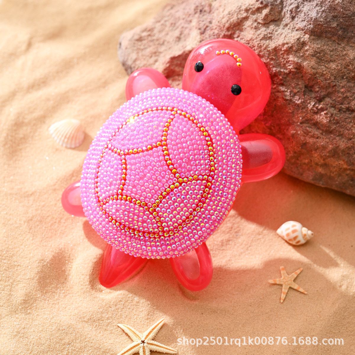 17 cm Diamante de puntos Tortuga grande Luminoso Paquete de material hecho a mano Nuevo lindo almacenamiento de tortuga Juguetes de decoración de tortuga pequeña