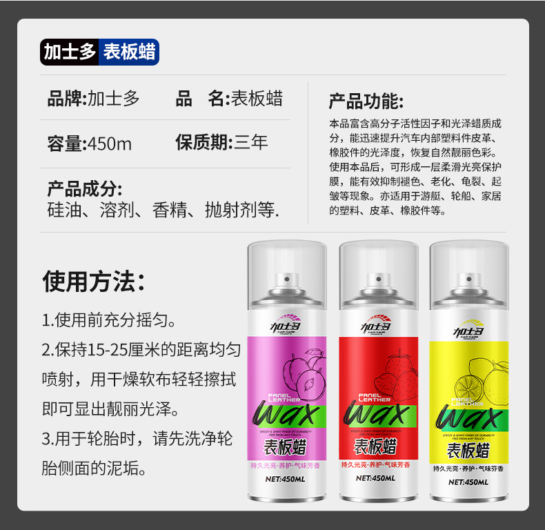Garstor Car Dashboard Wax Interior Leather Dashboard Liquid Cure Wax Scratch Polish Maintenance Decontamination Car Wax