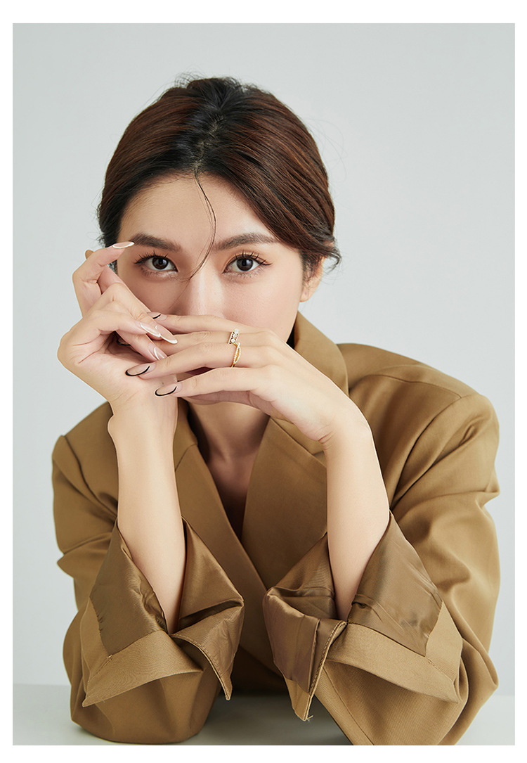 Fashion Round Copper Inlay Opal Pearl Zircon Open Ring 1 Piece