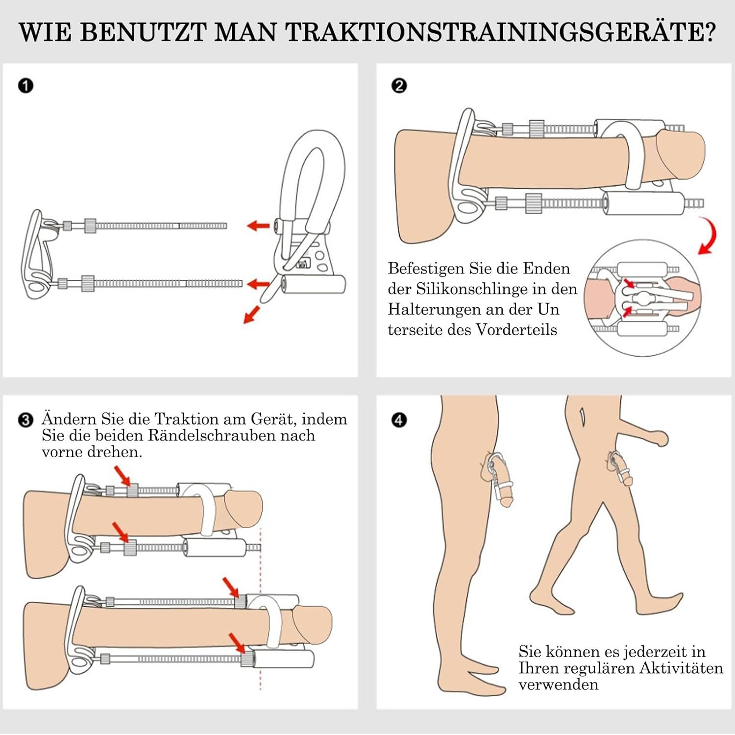 Male Penile Stretcher with Metal Bracket Connecting Ring, Manual Physical Exerciser — detail image 4