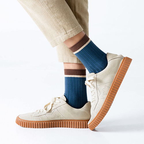 Spring and autumn mid-calf socks for men, double-needle solid color business casual stockings, men's cotton socks, Zhuji men's socks wholesale