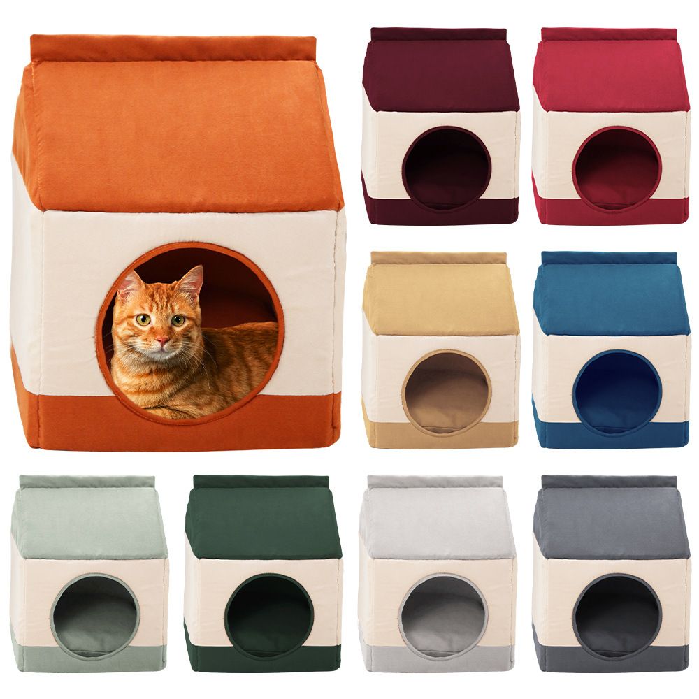 Perrera gato nido casa tipo invierno cálido pequeño perro peluche cuatro estaciones estera universal desmontable perrera gato nido cama