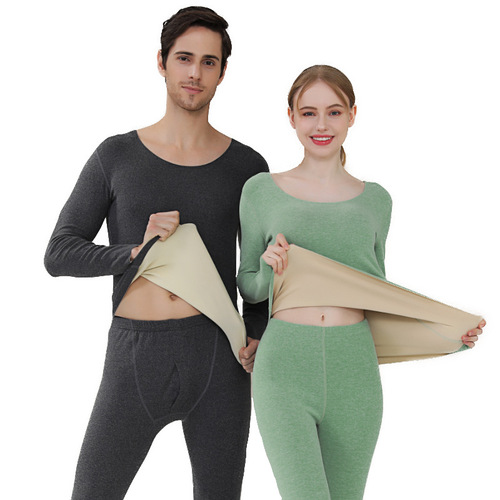 New style thermal underwear for women, double-sided brushed hair hot ab side plus velvet bottoming, men's autumn clothes and long trousers suits wholesale