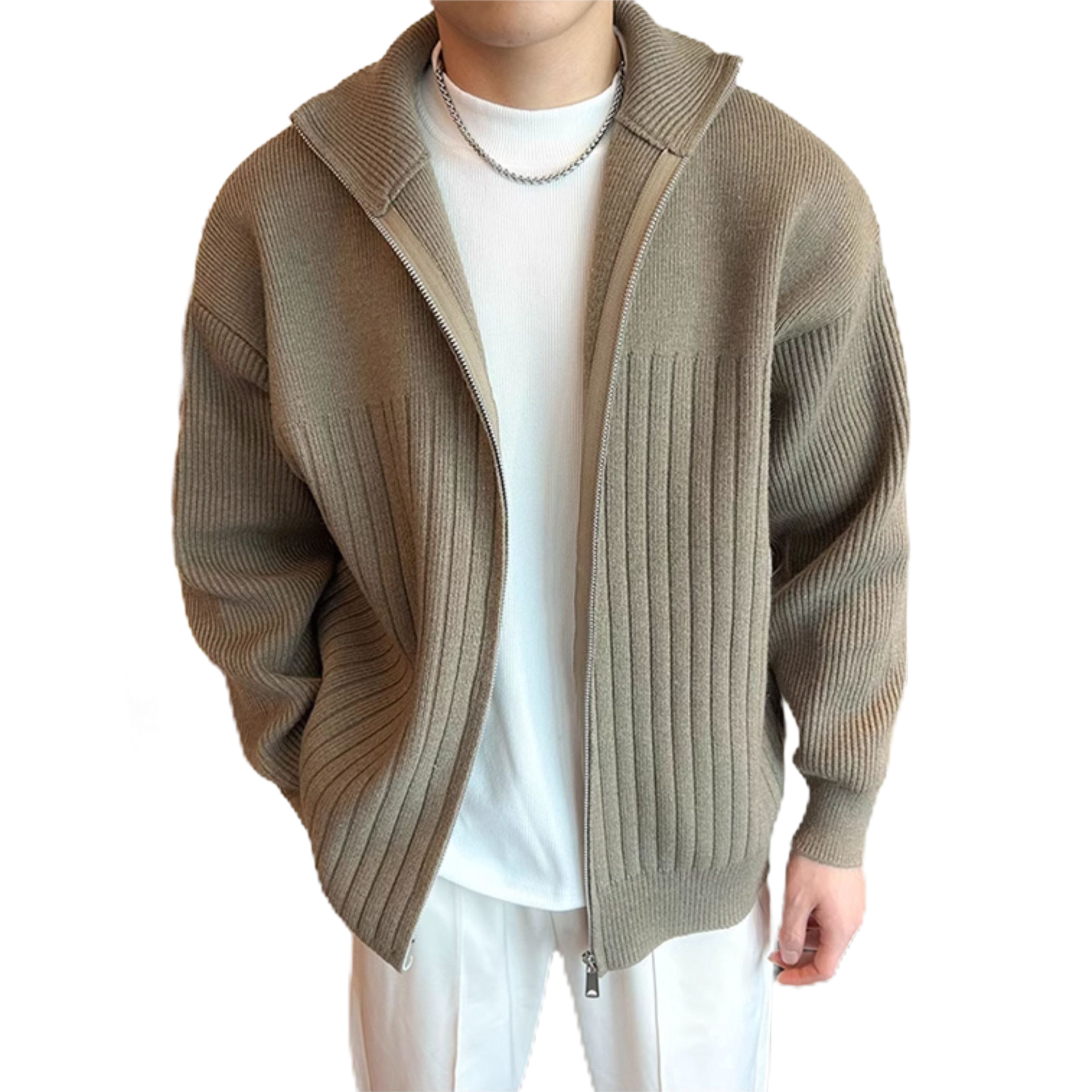 Explosiones transfronterizas de tamaño grande europeo cardigan suéter de punto chaqueta de chaqueta caliente de fábrica de negocios al por mayor