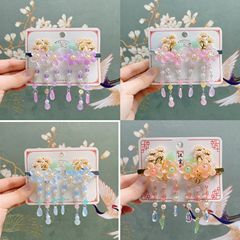 Han Dynasty children's Hanfu ancient style hair accessories factory, New China style hair clips with tassels, edge clips for girls, wholesale hair decorations