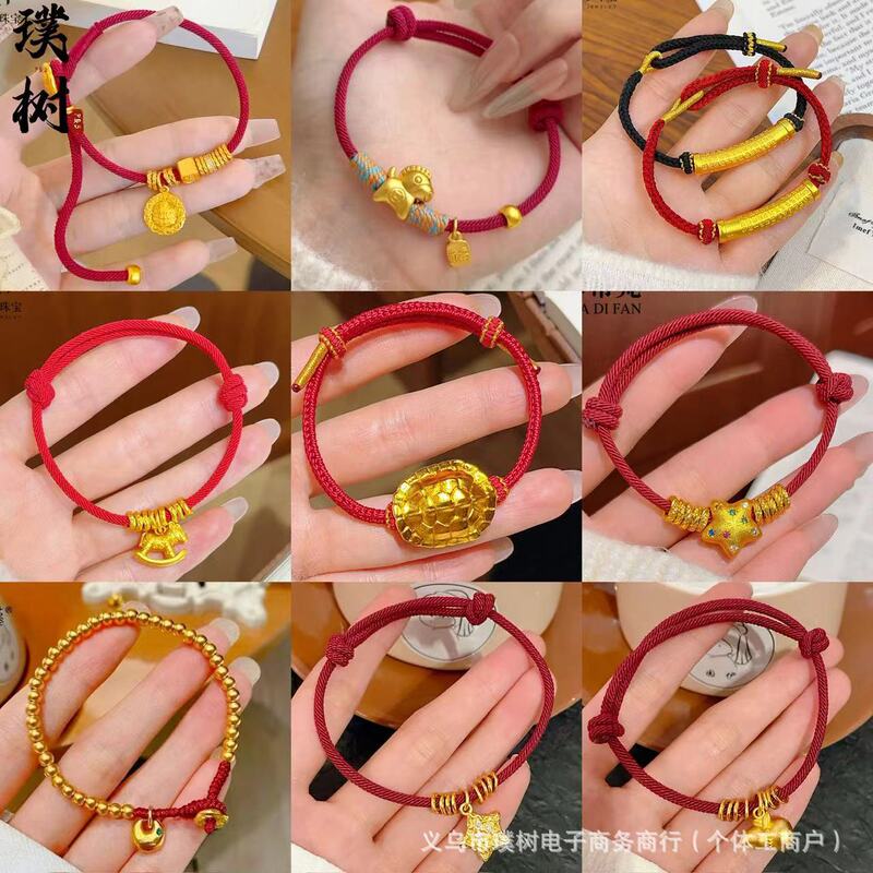 Gold Store Same Style Gold-Plated Rocking Horse Red String Bracelet Zodiac Animal Year Bracelet Chinese Style Bracelet Wholesale Gold Store Same Style Gold-Plated Rocking Horse Red String Bracelet Zodiac Animal Year Bracelet Chinese Style Bracelet Wholesale