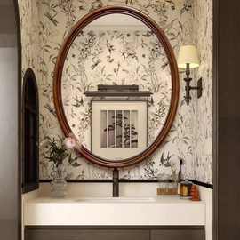 美式复古浴室镜壁挂卫生间中古梳妆镜镜子异形化妆镜挂墙装饰