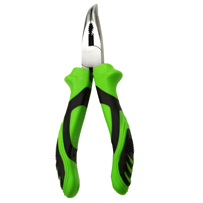 利鹰五金厂家批发6-8寸多功能弯嘴钳绿黑谷川柄弯嘴钳