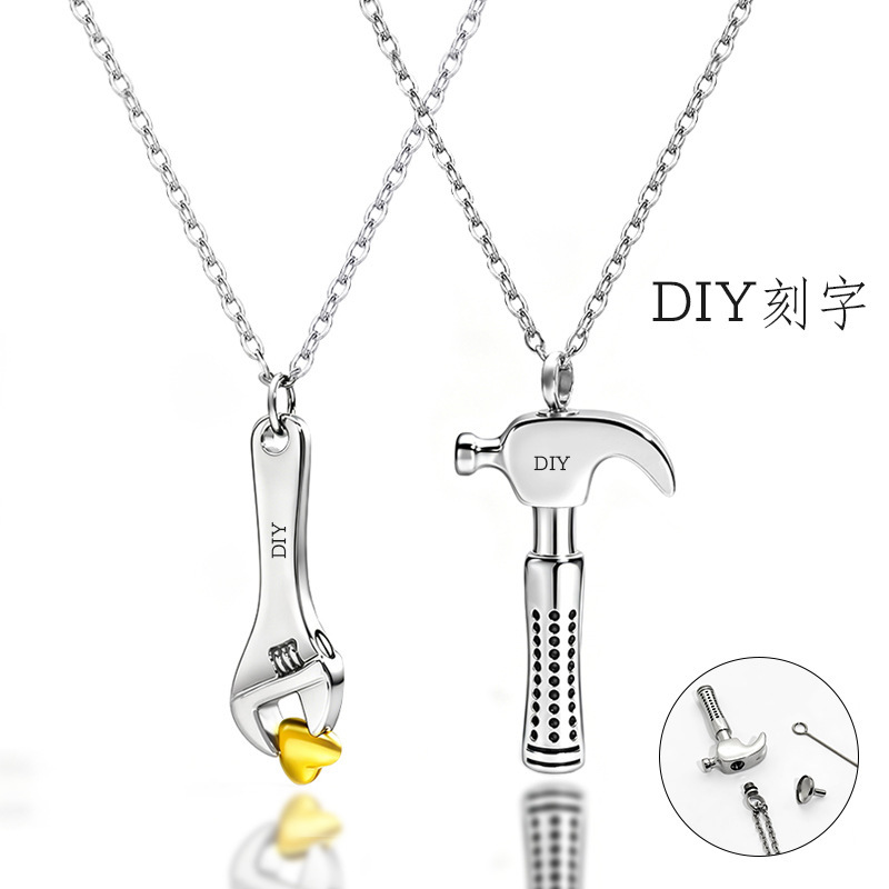 European and American Hot-Selling Stainless Steel Hammer Necklace, Custom Name Necklace, Men's Urn Necklace with Openable Pendant European and American Hot-Selling Stainless Steel Hammer Necklace, Custom Name Necklace, Men's Urn Necklace with Openable Pendant